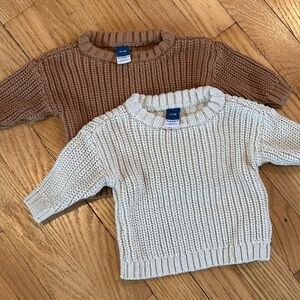 Old Navy Crew Neck Sweaters - Tan and Cream